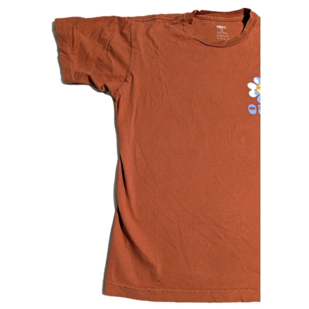 Obey Flower Face Graphic T Shirt Mens M Orange Streetwear Organic Cotton‎ - Picture 3 of 6